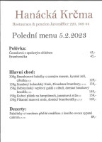 Hanácká Krčma menu