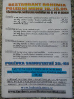 Bohemia menu