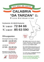 Tarzan Pizzeria Calabria Mit Pizza Bringdienst menu