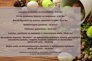 Kukudra, Kavinė Baras menu