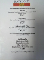 Buschenschank Matzhold menu