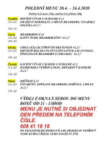 Restaurace Svět menu