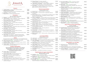 Anaya Indian Kitchen menu