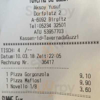 Taverna da Guzzi menu