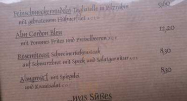 Hochalm menu
