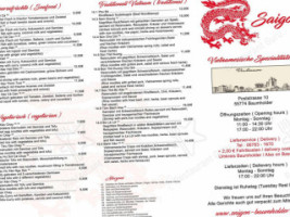 Saigon menu