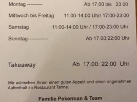 Tanne menu