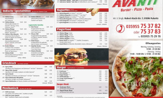 Avanti Pizza Pasta Bürger menu