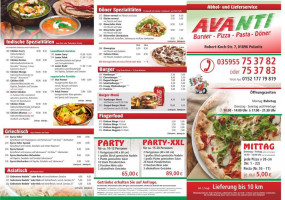 Avanti Pizza Pasta Bürger menu