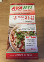 Avanti Pizza Pasta Bürger menu